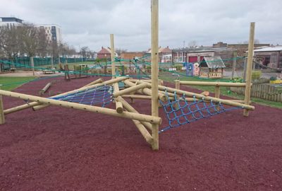 Climbing Frame with logs and rope